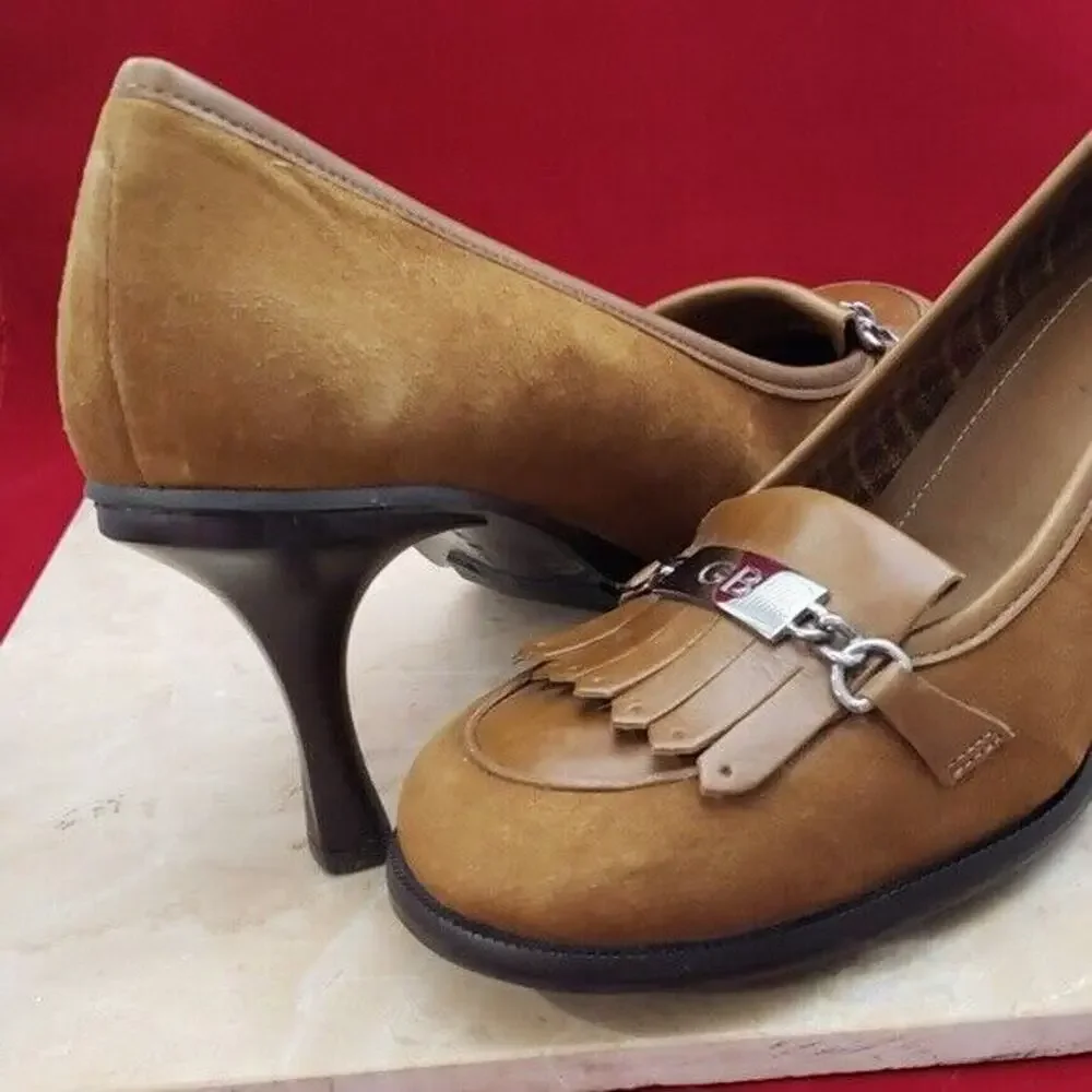 Gianni Bini Tan Suede Pumps Heels- Cowgirl Western Theme -  Size 9.5